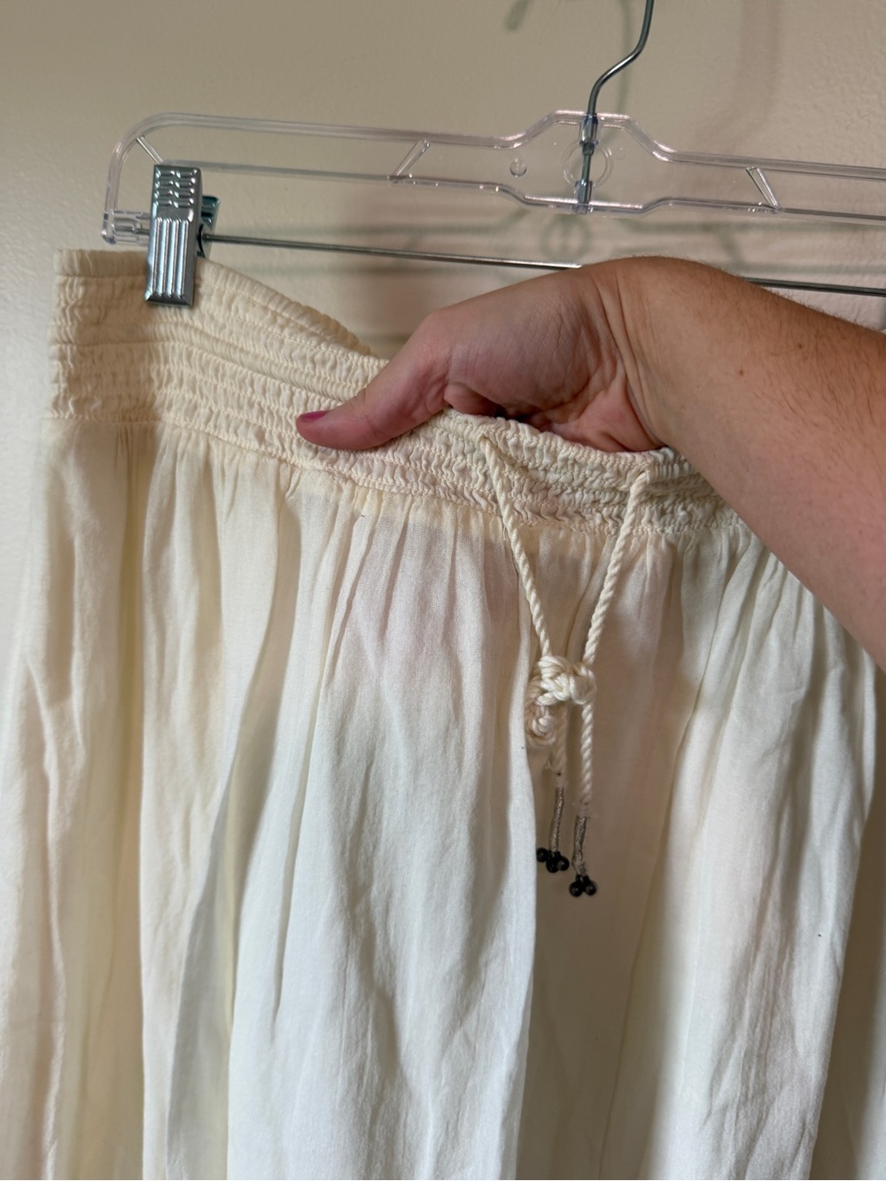 AMERICAN EAGLE cream lace trimmed lined boho maxi skirt 100% cotton size L - Picture 5 of 7
